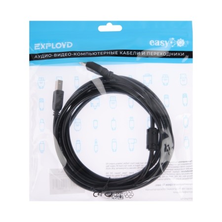 EXPLOYD EX-K-1479, USB A (M)-USB B (M), 3 m, black cable-5