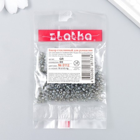 Beads "Zlatka" 08/0, 3 mm, 10 g 0112 gray-2