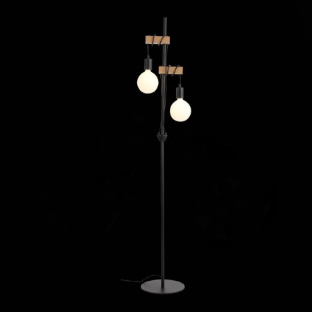 Floor lamp EVOLUCE. SL1142.405.01. Bagetti. 2x60 watts, E27, 24x26x160 cm, black color, light wood-5