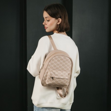 School backpack of artificial leather with a pocket NK 27x23x10 cm, beige color-9