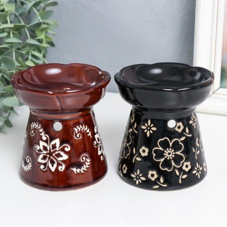 Aroma lamp ceramics "Flowers and twigs" mix 10x10x10.5 cm