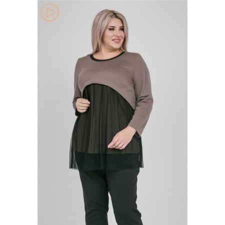 Women's tunic, size 56, brown color-3