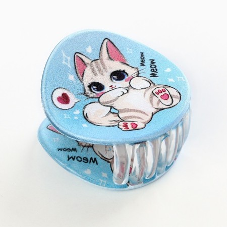 Hair crab, hairpin "cat", blue color, 5 x 5 x 3.5 cm-1