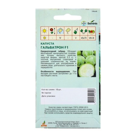 Cabbage Cabbage seeds "Galvatron" F1 15pcs* Seminis-1