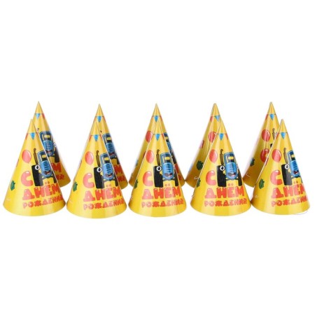 Paper cap "Happy Birthday!", Blue Tractor-3