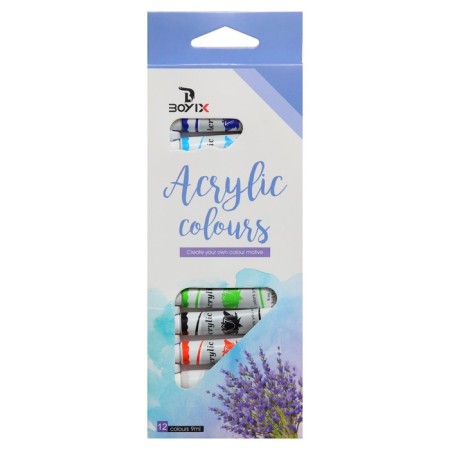 Acrylic paints, 12 colors, in a plastic tube, 9 ml, in a cardboard box-4