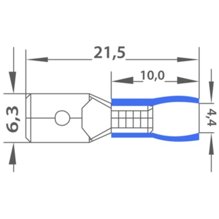 Terminal insulated RPI-P 2.5- (6.3)/RPIP 2-6-0.8 plug 6.3 mm 1.5-2.5 mm² blue Rexant 1-1
