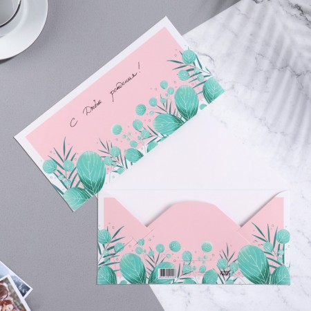 Money envelope "Happy Birthday!" Plants, 8 x 16.3 cm-1
