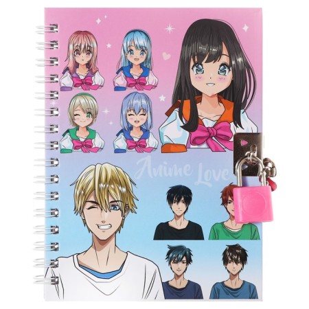 Notepad 48 sheets in a cage (11 x 15 cm) Mazari "Anime", with a lock, 70 g/m2, 4 design mix-4