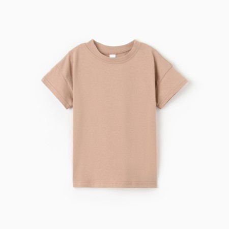 Baby T -shirt with a lowered shoulder, beige color, height 134 cm
