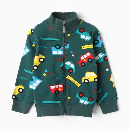Sweatshirt for a boy, emerald color, height 86 cm