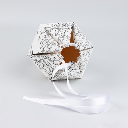Carriage - hexagon for flowers "Contour flowers", white, 15 x 35 x 15 cm-2