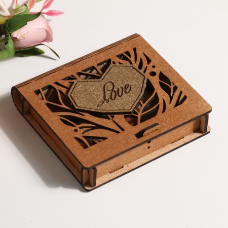 Casket for the rings "Stylish", 10 x 9.5 x 2, oak, MDF-1