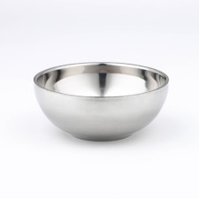 A stainless steel bowl with double walls 