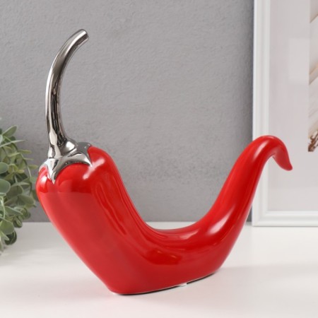 Souvenir ceramics "pepper" red with silver 5.5x26.5x20 cm-1