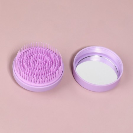 The comb is massage, round, folding, with a mirror, D = 7.5 cm, in the box, lilac color-12