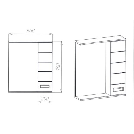 Viant Mirror Vienna 60 Right, 160x600x700 mm-4