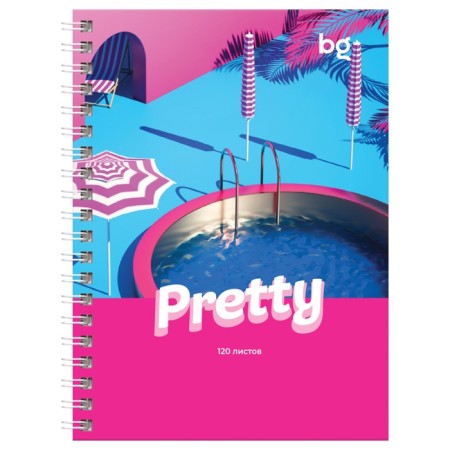 Notebook A6, 120 sheets in a cage on the crest "Barbie Style", a solid cover, matte lamination, selective varnish, mix-5