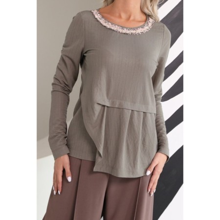 Female blouse, size 46, khaki color-11