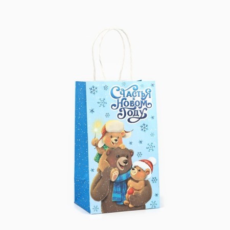 Package Gift New Year's craft "Happiness in the New Year", 12 x 9 x 21 cm, New Year-1