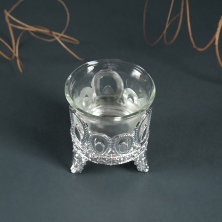Climber Plastic, glass for 1 candle "droplets" silver 7x6x6 cm-4