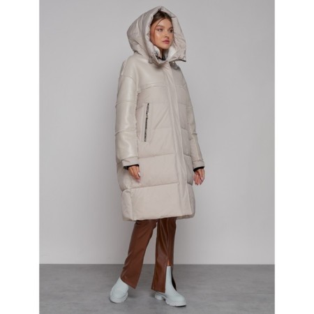 Coat insulated winter female, size 42, beige color-5