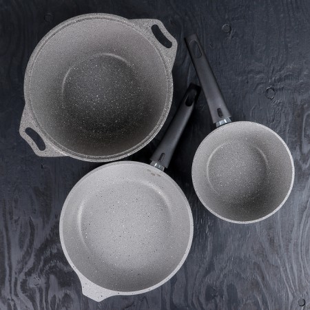 A set of kitchen utensils “Marble No. 4”, a lid, a removable handle, anti -stick coating, color light marble-1