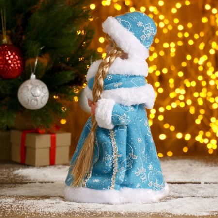 Snow Maiden "Blue fur coat, with a staff" with backlight, moves, 30 cm, blue-1