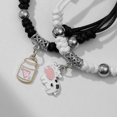 Bracelets "Demetrons" cow and milk, black and white color, 7 cm-1