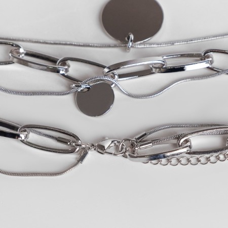 Piece "chain" three threads, color silver, 66 cm-1