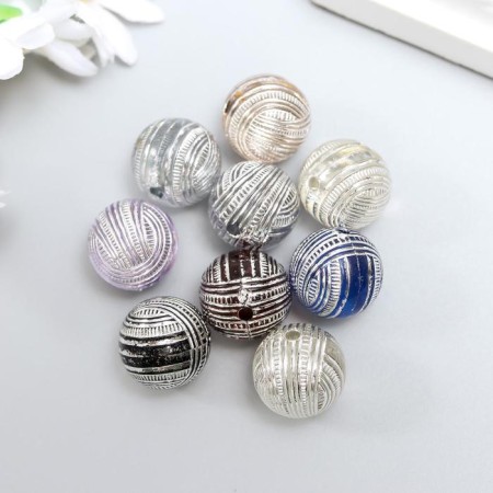 Beads for creativity plastic "Striped balls" set 20 grams d = 1.6 cm