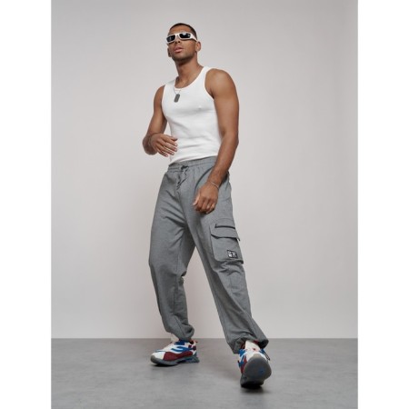 Sports male pants, size 48, gray color-5