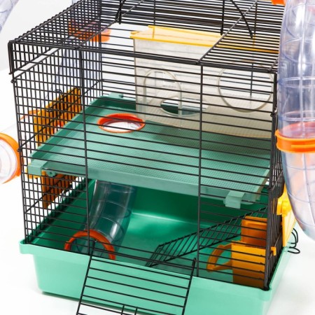 Mini cage for rodents, two -tier, with a shelf, house and a mix of labyrinths-5