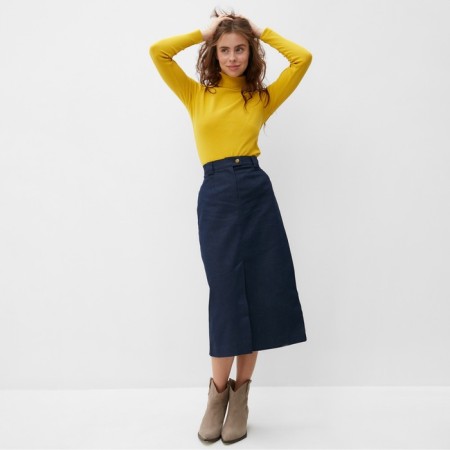 Women's turtleneck Minaku: Basic Line color mustard, size 44-4