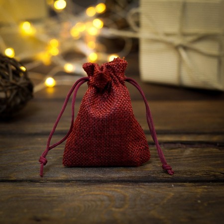 Gift bag from canvases, red, 7 x 9 cm