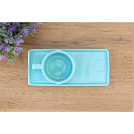 Tea couple ceramic Love Blue, mug 150 ml, saucer 17.5x8 cm, blue color-7