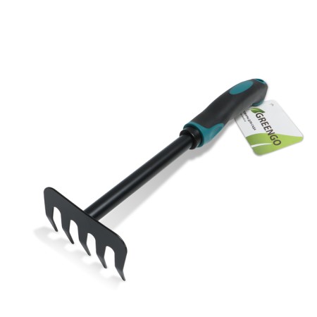 Robble small, straight lines, 5 teeth, length 28.5 cm, metal, ergonomic rubberized handle, Greengo-8