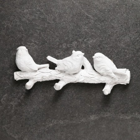 Suspension decor - hanger "twig with three birds" white-1