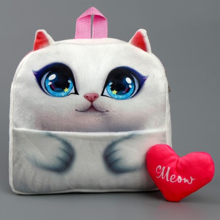 Baby backpack for a girl "cat" with a heart-5