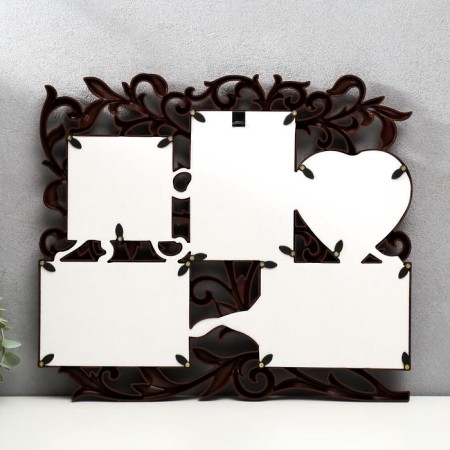 Photo frame-collage "with heart" in 5 photos, walnut (plastic screen)-2