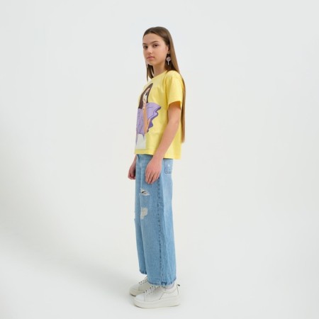 Футболка для девочки KAFTAN "Selfie", рост 164-170, цвет жёлтый-1