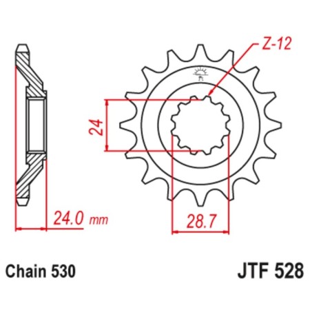 Leading star JT SPROCKETS JTF528-17, chain 530, 17 teeth