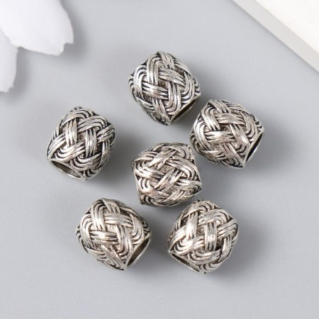 Bead for creativity Metal "Knitted" silver 1 cm-1