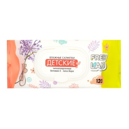 Wet napkins for children "Freshland" with Aloe Vera and Vitamin E, 120 pcs-2