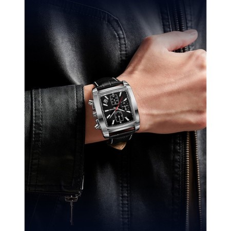 Men's wrist watches, D-4 cm, calendar, waterproof, luminous, leather strap, Cher-3