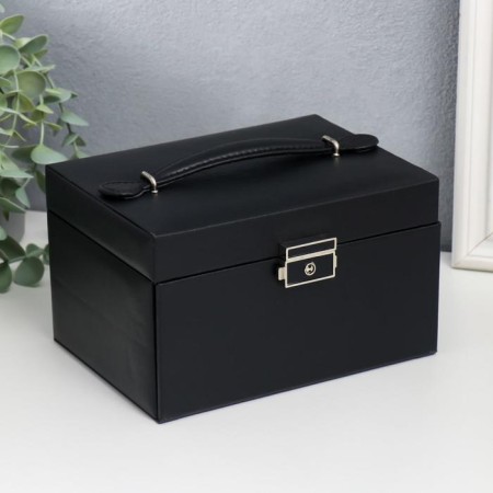 Casket to the leatherette to decorations the chest "Smoothness. Matte black" 11x18x13.7 cm