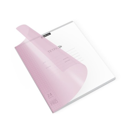 Notebook 24 sheets in the Erichkrause Coverprio Pastel Classic Cage, Plastic Cover, Offset block, 100%whiteness, Pink-1