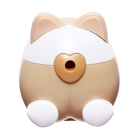 Mechanical sharpener with container, beige/white ears-2