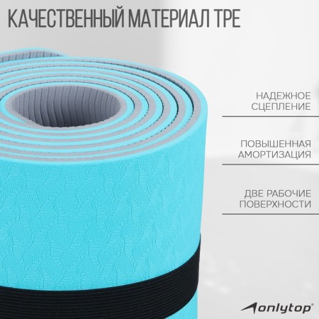 Fitness and yoga mat, 183x61x0.6 cm, gray/blue color-1