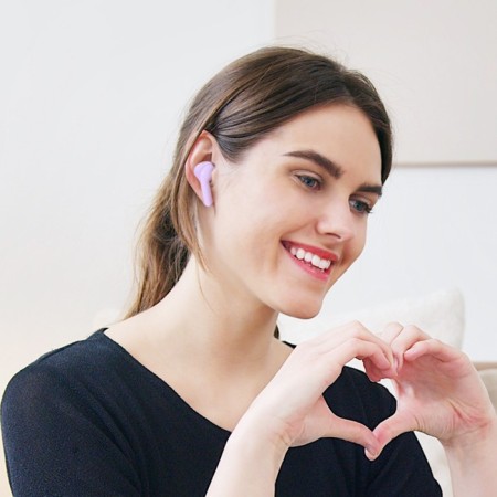 Hoco EW39, ​​TWS headphones, wireless, vacuum, noise -capture, BT 5.3, 30/300 mAh, purple-3